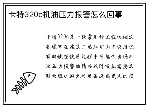 卡特320c机油压力报警怎么回事